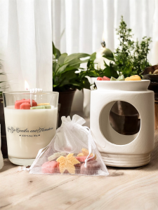 zestaw jesienny świeca kominek i woski